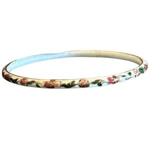 Vintage Floral‎ Bangle Bracelet, Delicate Pink & Green Flower Design Women's